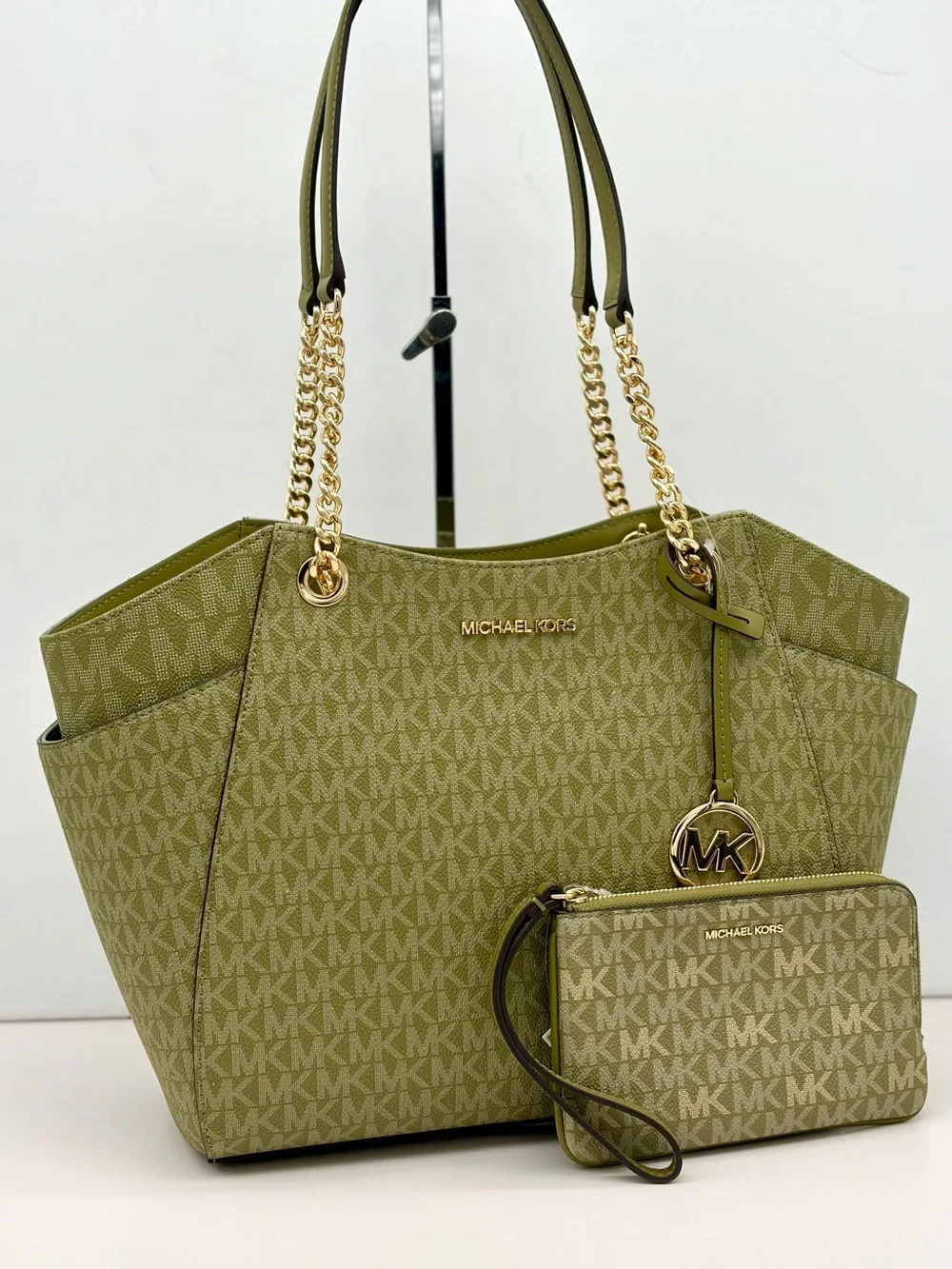 Michael Kors Olive Signature Tote with Wristlet